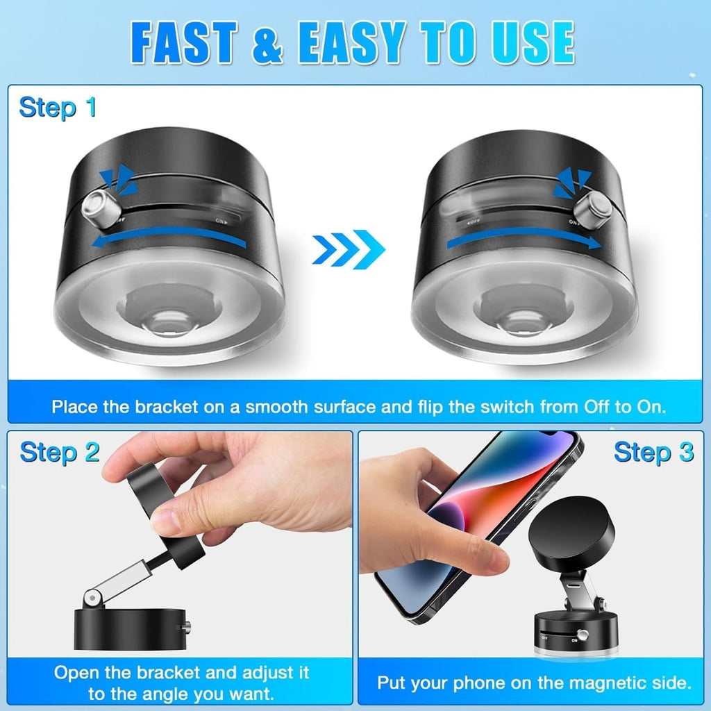 Magnetic Phone Holder Device - For Car/Mirror/Gym Use it Anywhere - Double-sided, 360° rotation