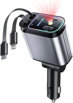 4-in-1 Fast Car Charger with Star Light- Type C, iPhone Type, USB-A, USB-C - Premium Quality