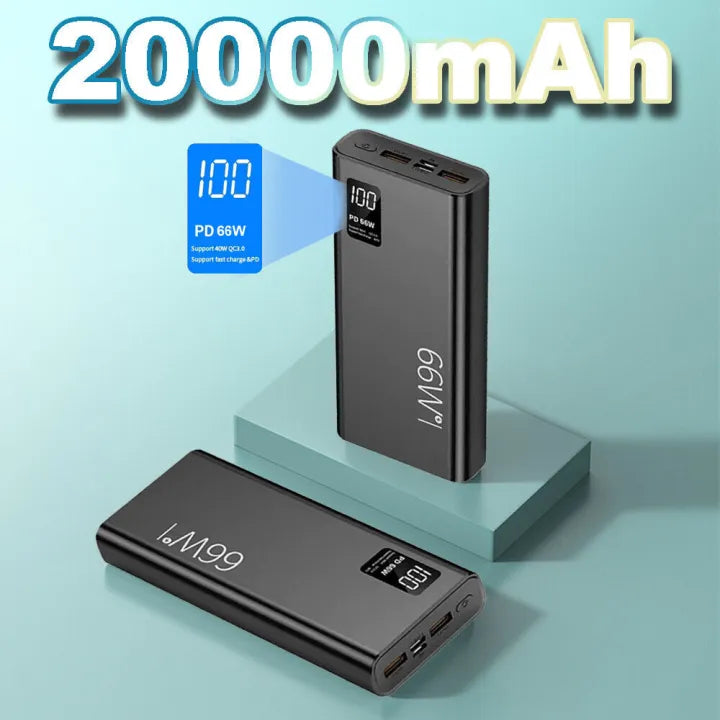 66W Super Fast Charge PD Power Bank 20000mAh Portable Fast Charging Powerbank With Digital Display | Compatible with Samsung/iPhone and More