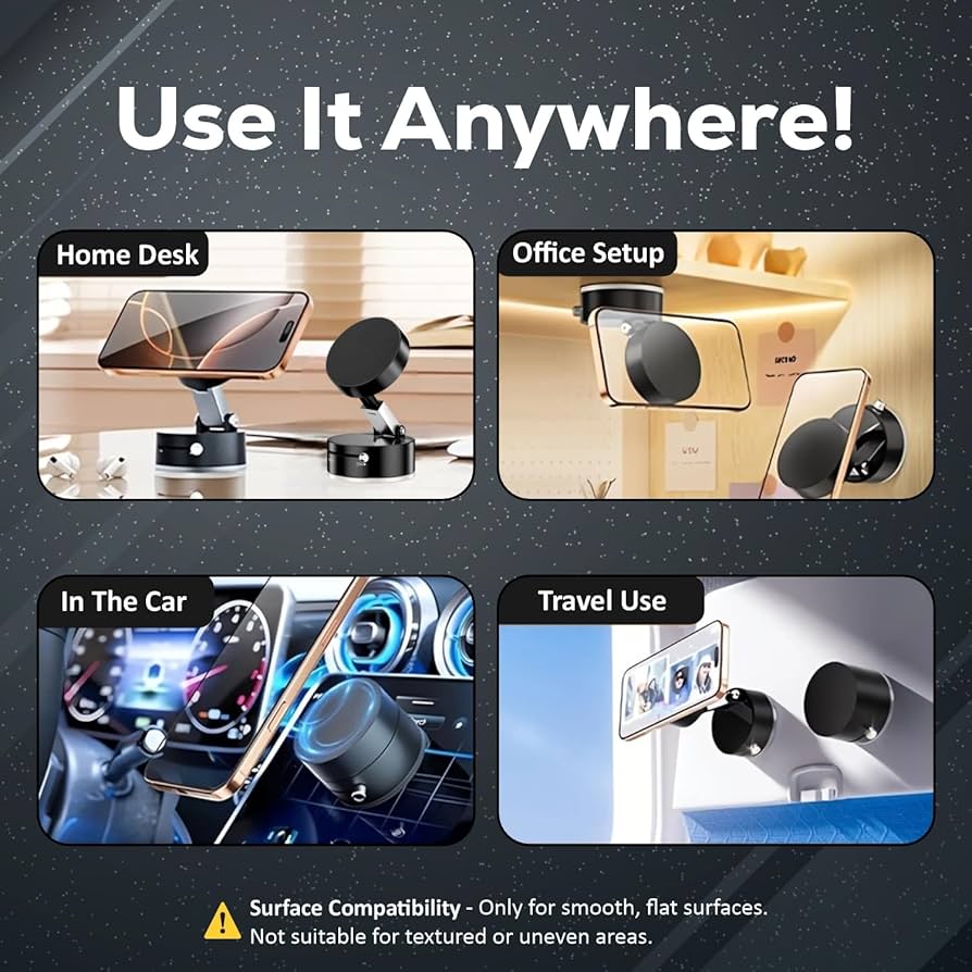 Magnetic Phone Holder Device - For Car/Mirror/Gym Use it Anywhere - Double-sided, 360° rotation