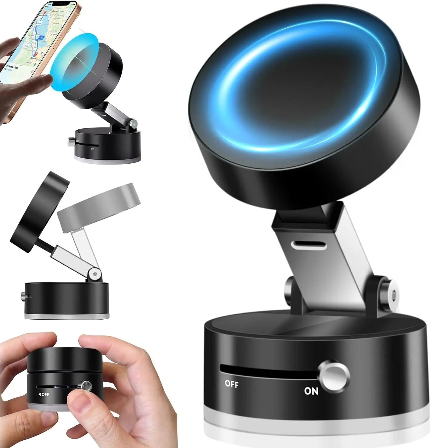 Magnetic Phone Holder Device - For Car/Mirror/Gym Use it Anywhere - Double-sided, 360° rotation