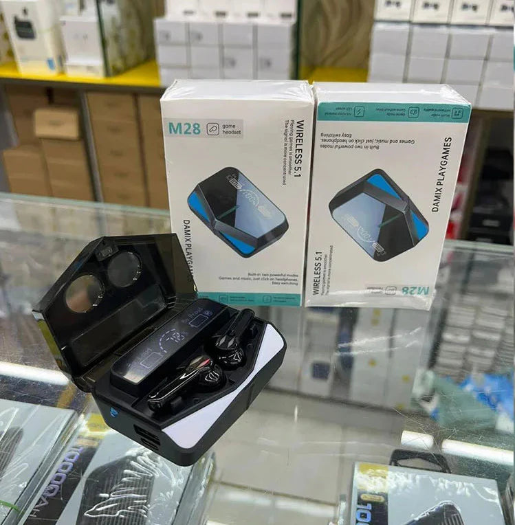 M28 TWS Wireless Earbuds With Charging Case Premium Quality Smooth Sound - for gaming & Music