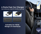 Stylish 4 in 1 Fast Car Charger - Type C, iPhone Type, USB-A, USB-C Ports - Premium Quality
