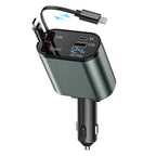 Stylish 4 in 1 Fast Car Charger - Type C, iPhone Type, USB-A, USB-C Ports - Premium Quality