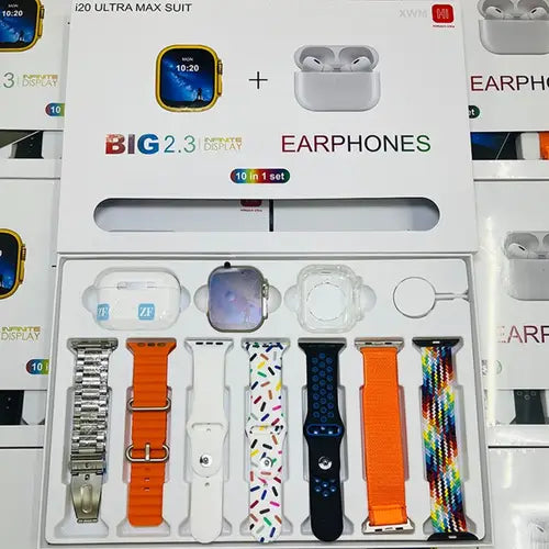 10 in 1 Smart Watch with Airpods Pro and 7 Straps - Premium Quality